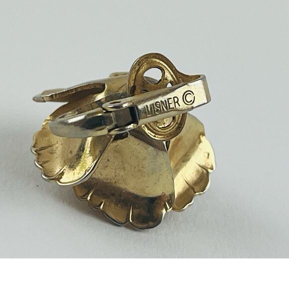 Lisner Open Rose Flower Clip On Earrings Gold Tone Jewelry Vintage Granny 3D Chu - Picture 9 of 13